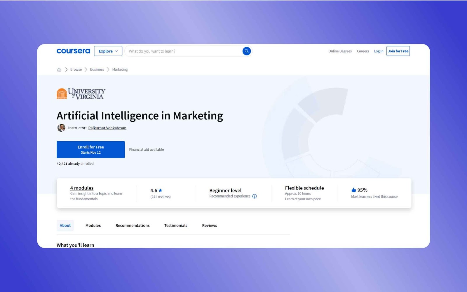 Artificial Intelligence in Marketing via Coursera